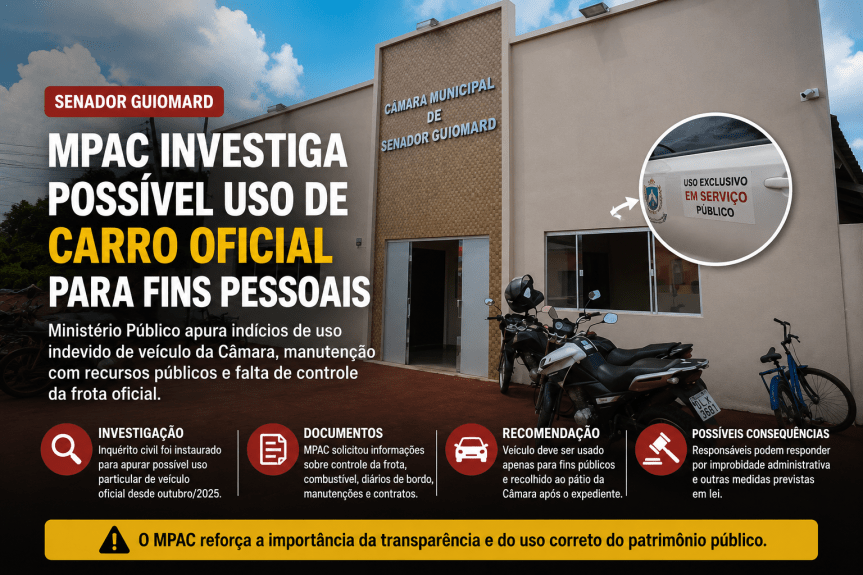 MPAC investiga possível uso irregular de veículo oficial da Câmara de Senador&nbsp;Guiomard